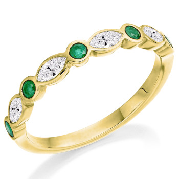 18ct Gold Emerald and Marquise Diamond Eternity ring
