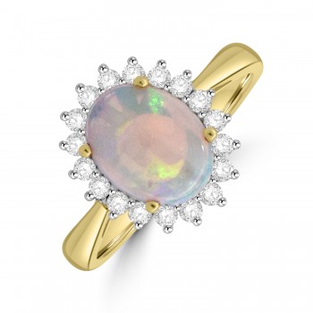 18ct Gold Opal and Diamond Cluster ring