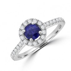 18ct White Gold Sapphire & Diamond Halo Ring