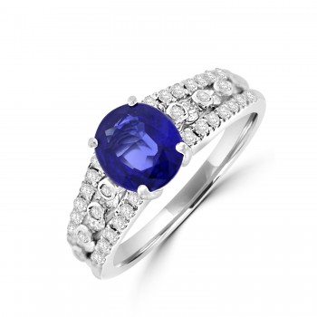 18ct White Gold Sapphire & Diamond Solitaire Ring