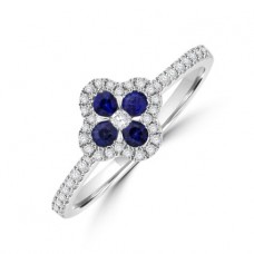 18ct White Gold Sapphire & Diamond Flower Ring