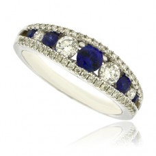 18ct White Gold Sapphire & Diamond 3 Row Eternity Ring