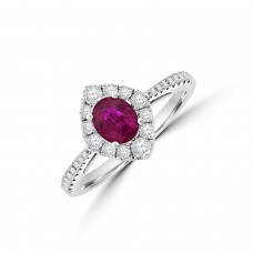 18ct White Gold Ruby & Diamond Marquise shaped Cluster Ring