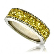 18ct White Gold 3-row Yellow Diamond Eternity Ring