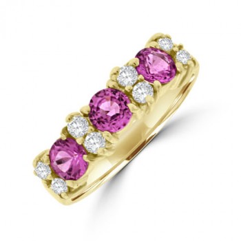 9ct Gold Pink Sapphire & Diamond Eternity Ring