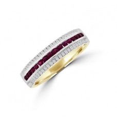 9ct Gold 3-Row Ruby & Diamond Eternity Ring