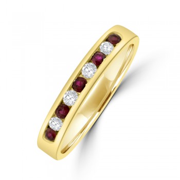 9ct Gold Ruby & Diamond Channel set Eternity Ring