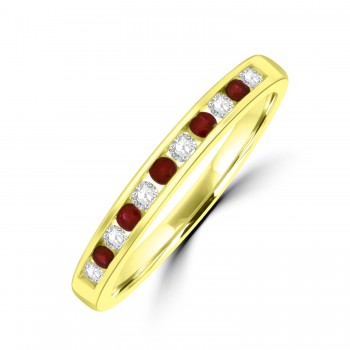 9ct Gold Ruby and Diamond Channel set Eternity ring
