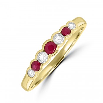 9ct Gold Ruby and Diamond Tapered Eternity ring