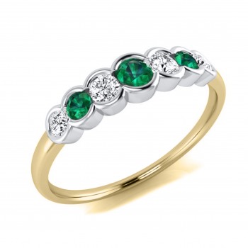 9ct Yellow Gold Emerald and Diamond Ring