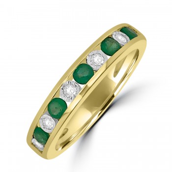 9ct Gold Emerald and Diamond Channel set Eternity ring