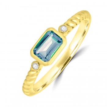 9ct Gold Blue Topaz and Diamond Dress  ring