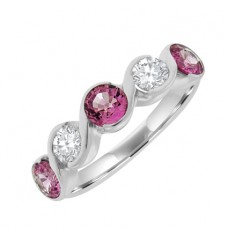 9ct White Gold 5-stone Pink Sapphire & Diamond Eternity Ring