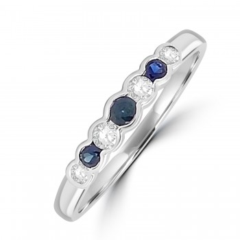9ct White Gold Sapphire and Diamond graduated Eternity ring