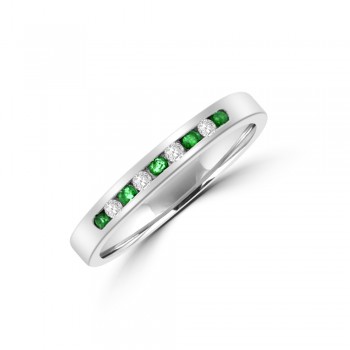 9ct White Gold Emerald & Diamond Eternity Ring