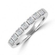 Platinum 7-stone Princess cut Diamond Bar set Eternity Ring