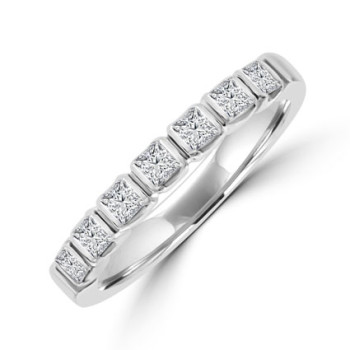 Platinum 7-stone Princess cut Diamond Bar set Eternity Ring