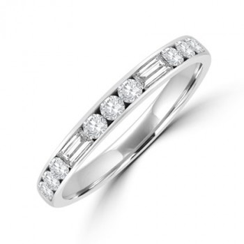 Platinum Brilliant & Baguette Diamond Channel Eternity Ring