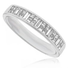 Platinum Princess and Baguette cut Diamond Wedding Ring