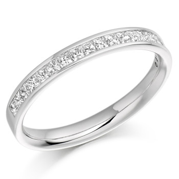 Platinum Princess cut Diamond Channel Eternity ring