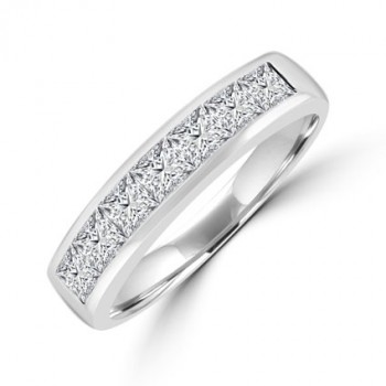 Platinum 7--stone Old cut Diamond Eternity Ring