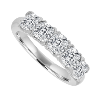 Platinum 5-stone Cushion Cut Diamond Eternity Ring
