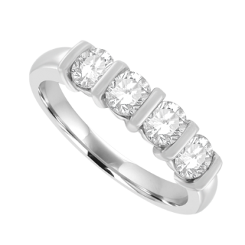 Platinum 5-stone Diamond Bar Set Eternity Ring .83ct