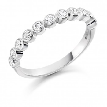 Platinum 11-stone .50ct Rubover Diamond Eternity Ring