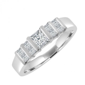 Platinum 8x1 Princess cut Diamond Eternity Ring