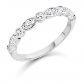 Platinum Marquise & Brill cut Diamond Eternity Ring
