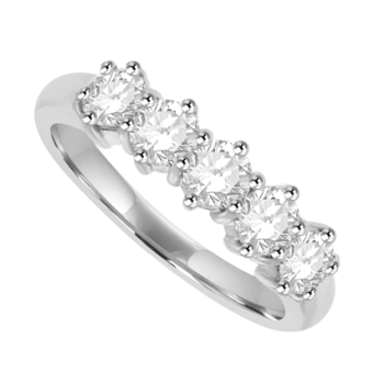 Platinum 5-stone .83ct Diamond 6-claw Eternity Ring