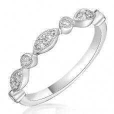 18ct White Gold Diamond Round & Marquise Petals Eternity Ring