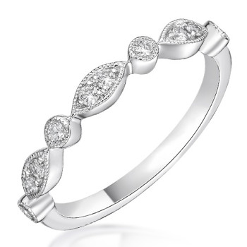 18ct White Gold Diamond Round and Marquise Petals Eternity Ring