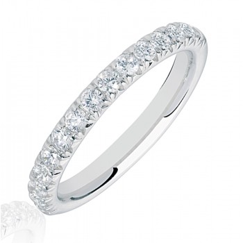 Platinum .50ct Diamond French Pave Eternity Ring