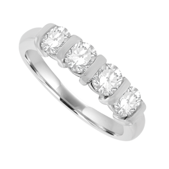 Platinum 4-stone 1.00ct Diamond Bar Set Eternity Ring