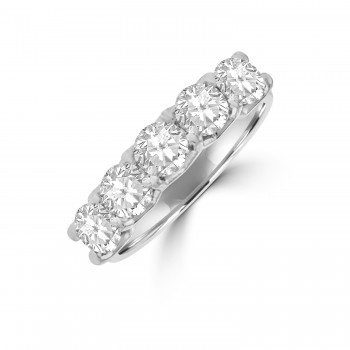 Platinum 5-stone Diamond V-Claw Eternity Ring