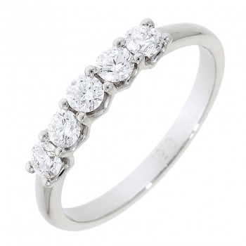 Platinum 5-stone .50ct Diamond V-Claw Eternity Ring