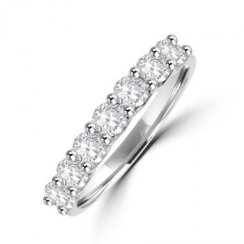 Platinum 7-stone .75ct Diamond V-claw Eternity Ring