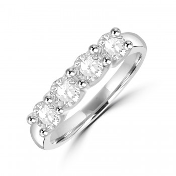 Platinum 4-stone .80ct Diamond V-claw Eternity ring