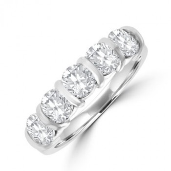 Platinum 5 stone Diamond Bar set Eternity ring