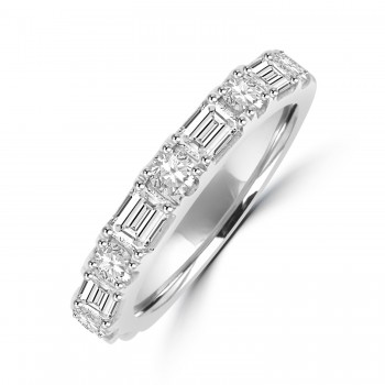 Platinum Brilliant and Emerald cut Eternity ring