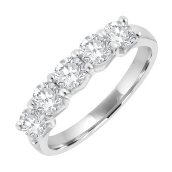 Platinum 5-stone Diamond V-claw Eternity ring