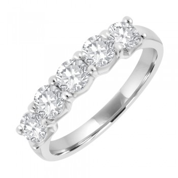 Platinum 5 Stone 1.00ct Diamond V-claw Eternity ring