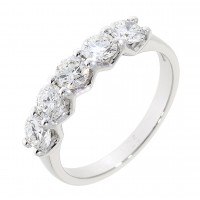 Platinum Five-stone Diamond V-claw Eternity ring