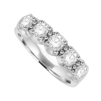 Platinum Five stone Diamond Loopy Claw Eternity ring