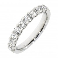 Platinum Nine Diamond Castle set Square Claw eternity ring