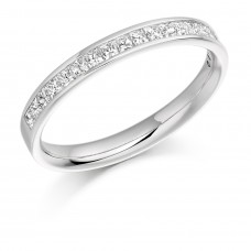 Platinum princess cut channel set wedding ring