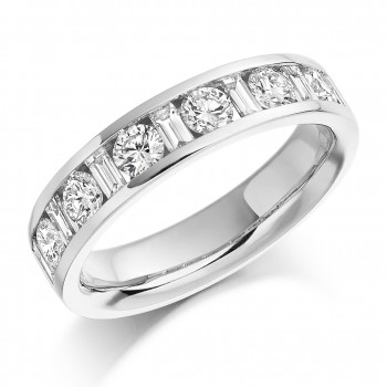 Platinum Baguette & Brilliant cut Diamond Wedding/Eternity Ring