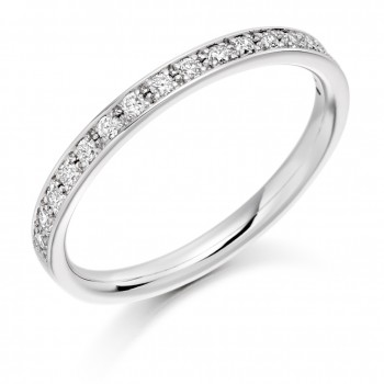 Platinum Diamond Micro Claw Set Channel Wedding Ring