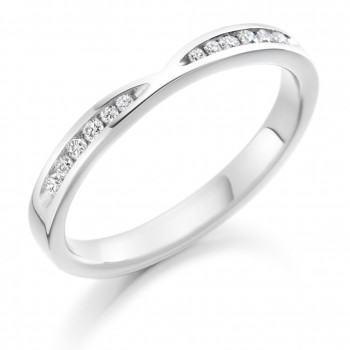 Platinum Diamond Channel Ribbon Wedding Ring